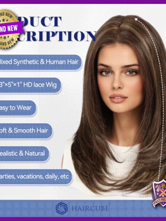 Human Hair Blend Lace Front Wig 18 Inch Layered Shoulder Length Daily Wear main image 5